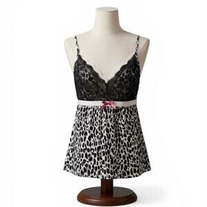 George Leopard Print Lace Babydoll Tank Top XL 16-18 Animal Camisole Sleeveless